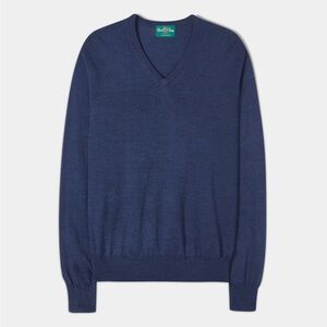 Alan Paine England 100% Merino Wool Navy Blue Jumper Sweater Men’s 44/US L